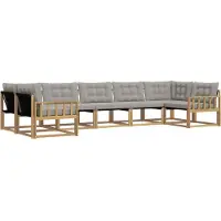vidaXL Buiten bank set 7 st Wit en Lichtgrijs