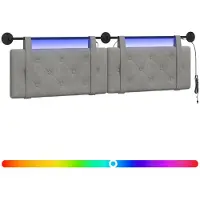 vidaXL Hangend hoofdbord Met LED-verlichting Lichtgrijs Fluweel