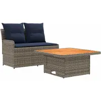 vidaXL Tuin Armleuning Sofa met Opklapbare Tafel 2 Stuk PE Riet