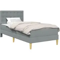 vidaXL Bedframe met matras met hoofdeinde Lichtgrijs 90 x 190 cm Stof
