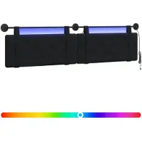 vidaXL Hangend hoofdbord Met LED-verlichting Zwart Fluweel