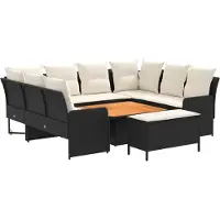 vidaXL Meubelsets 7 st Zwart en Crème PE Riet