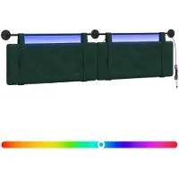 vidaXL - Hangend - hoofdbord - Met - LED-verlichting - Donkergroen - Fluweel