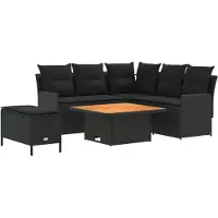 vidaXL Meubelsets 5 st Zwart PE Riet