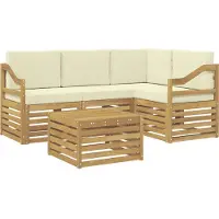 vidaXL Buiten bank set 5 st Wit en crèmekleurig Polyester