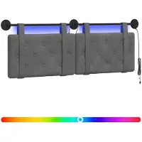 vidaXL Hangend hoofdbord Met LED-verlichting Donkergrijs Fluweel