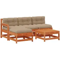 vidaXL Tuin loungeset, 5-delig, met wasbehandeling, gemaakt van massief grenenhout