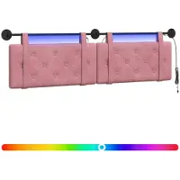 vidaXL Hangend hoofdbord Met LED-verlichting Roze Fluweel