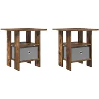 vidaXL Nachtkastje 2 st Rook Eiken 41 x 40 x 45 cm Bewerkt hout