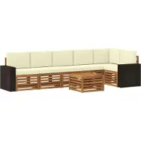 vidaXL Buiten bank set 7 st Natuurlijk en Crème Polyester