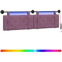 vidaXL Hangend hoofdbord Met LED-verlichting Paars Fluweel