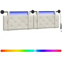 vidaXL Hangend hoofdbord Met LED-verlichting Crèmekleurig Fluweel