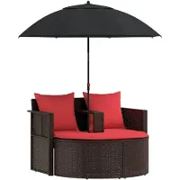 vidaXL Tuin Sofa Bruin en Rood 168 x 168 x 180 cm poly rattan