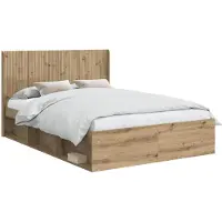 vidaXL Bedframe met opbergruimte en hoofdbord 2 st Bewerkt hout