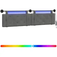 vidaXL Hangend hoofdbord Met LED-verlichting Donkergrijs Fluweel