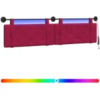 vidaXL Hangend hoofdbord Met LED-verlichting Wijnrood Fluweel
