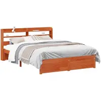 vidaXL Bedframe met hoofdeinde met opslag Wasbruin Massief vurenhout
