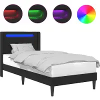 vidaXL Bedframe met LED-stripverlichting Zwart 90 x 190 cm Kunstleer