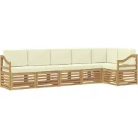 vidaXL Buiten bank set 6 st Wit en crèmekleurig Polyester