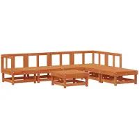vidaXL Tuin loungeset 7 pcs Wasbruin Massief grenenhout