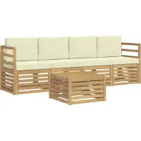 vidaXL Buiten bank set 5 st Wit en crèmekleurig Polyester
