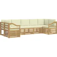 vidaXL Buiten bank set 7 st Wit en crèmekleurig Polyester