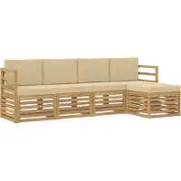 vidaXL Buiten bank set 5 st Wit en Beige Polyester