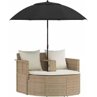 vidaXL Tuinbank, 8 stuks, polyrotan, beige en crème