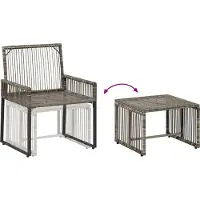 vidaXL Buitenmeubels set 11 st Grijs en Marineblauw poly rattan