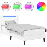 vidaXL Bedframe met matras Wit 100 x 200 cm Kunstleer