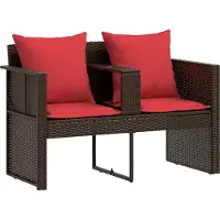 vidaXL Tuin Sofa Bruin en Rood 168 x 168 x 180 cm poly rattan