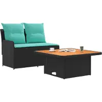 vidaXL Tuin Armleuning Sofa met Opklapbare Tafel 2 Stuk PE Riet