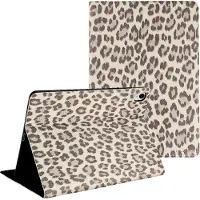 Selencia Sabi Bookcase met panterprint voor de Samsung Galaxy Tab S11 - Soft Ivory