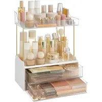 Unyqoos Transparante 4-Lagen Cosmetica Organisator met Flexibele Indeling en Antislip Ontwerp