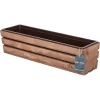 KOTARBAU Houten Plantenbak - Bloembak Hout - met Kunststof Inzetstuk - Balkonbak - 60 x 18 x 15 cm - Bruin - voor Terras - Balkon - Deko Planten