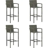 Syfax Barkrukken 4 st poly rattan grijs