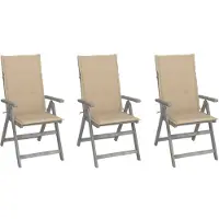 Syfax Tuinstoelen 3 st verstelbaar met kussens massief acaciahout