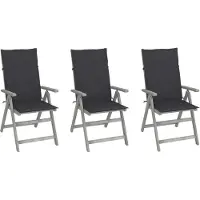 Syfax Tuinstoelen 3 st verstelbaar met kussens massief acaciahout