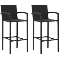 Syfax Barkrukken 2 st poly rattan zwart