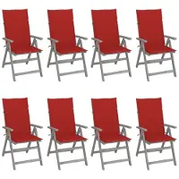 Syfax Tuinstoelen 8 st verstelbaar met kussens acaciahout grijs