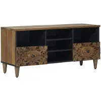 vidaXL TV Kast met lade Bruin 100 x 33,5 x 46 cm Massief Mango Hout