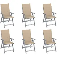 Syfax Tuinstoelen 6 st verstelbaar met kussens massief acaciahout