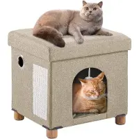 Famanu kattenhuis met krabplank en speeltje - 37 x 31,8 x 36 cm