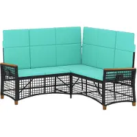 vidaXL Tuin verstelbare bank set Zwart en Turkoois 164 x 164 x 112 cm