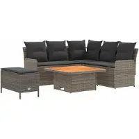 vidaXL Meubelsets met kussen 5 pcs Grijs en Donkergrijs PE Riet