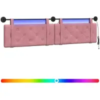 vidaXL Hangend hoofdbord Met LED-verlichting Roze Fluweel