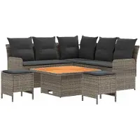 vidaXL Meubelsets met kussen 6 pcs Grijs en Donkergrijs PE Riet