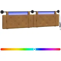 vidaXL Hangend hoofdbord Met LED-verlichting Bruin Fluweel
