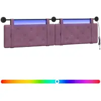 vidaXL Hangend hoofdbord Met LED-verlichting Paars Fluweel