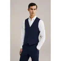 We fashion - Heren Premium Slim fit gilet van wolmix - Slim Fit - Donkerblauw - Maat: 52